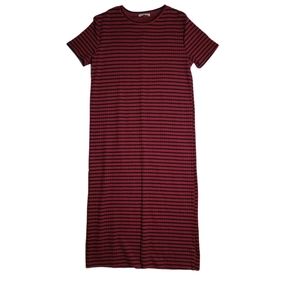 Zara Trafaluc Red and Black Ribbed Midi Dress